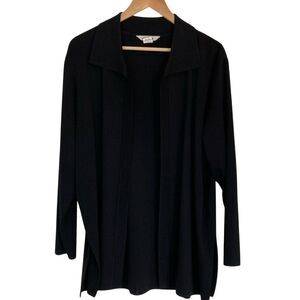 Exclusively Misook Women's Black Open Front Sweater Size‎ Large Black Collar